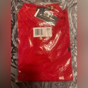 L Ralph Lauren Polo Red Navy Classic Fit Mesh Polo Shirt….Brand New with Tags